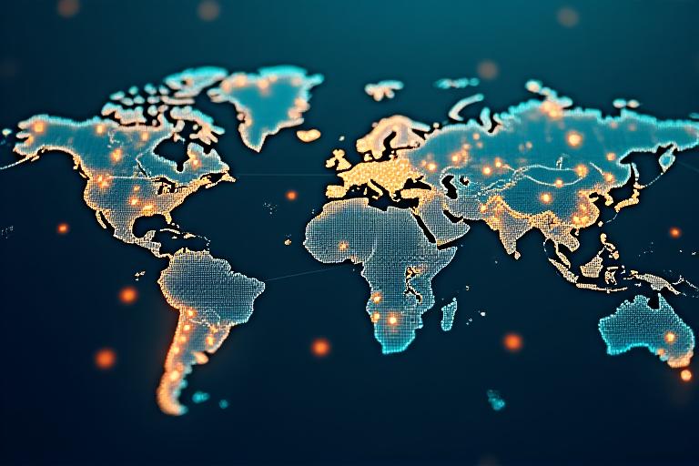 Global supply chain optimization map with Southern California logistics nodes