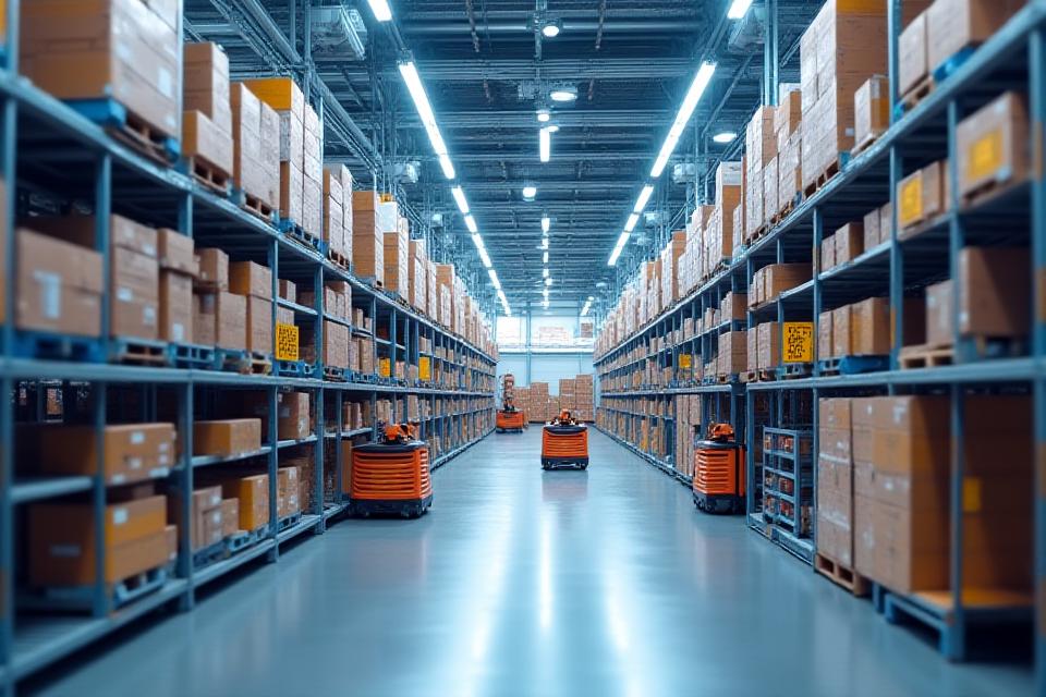 Micro-fulfillment center interior with automated picking systems in Southern California